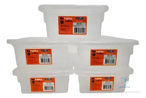 Kit 5 Caixas Organizadora Multiuso Micro-ondas Freezer Transparente