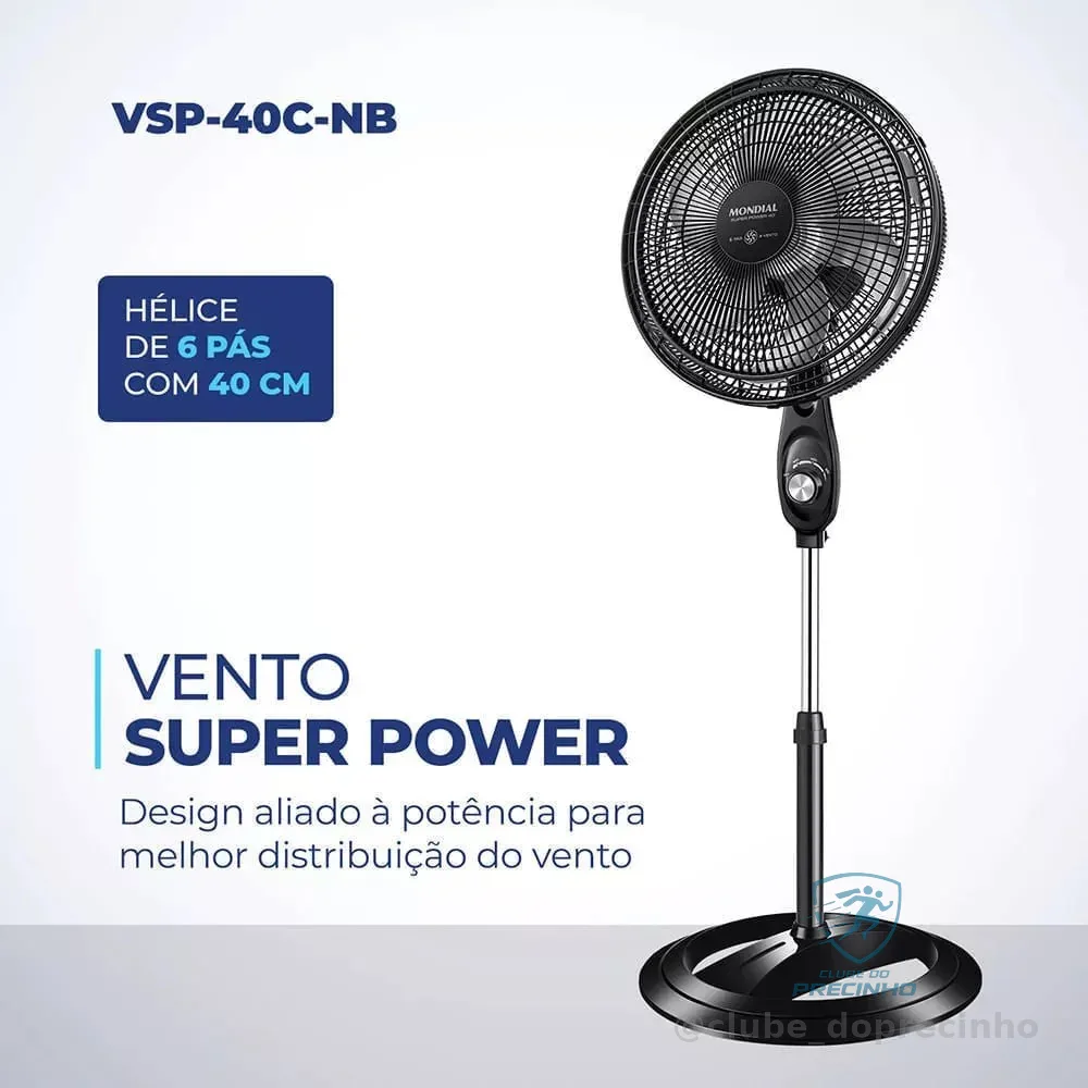 Ventilador de Coluna Mondial Super Power 6 Pás VSP-40C-NB - 40cm 220V