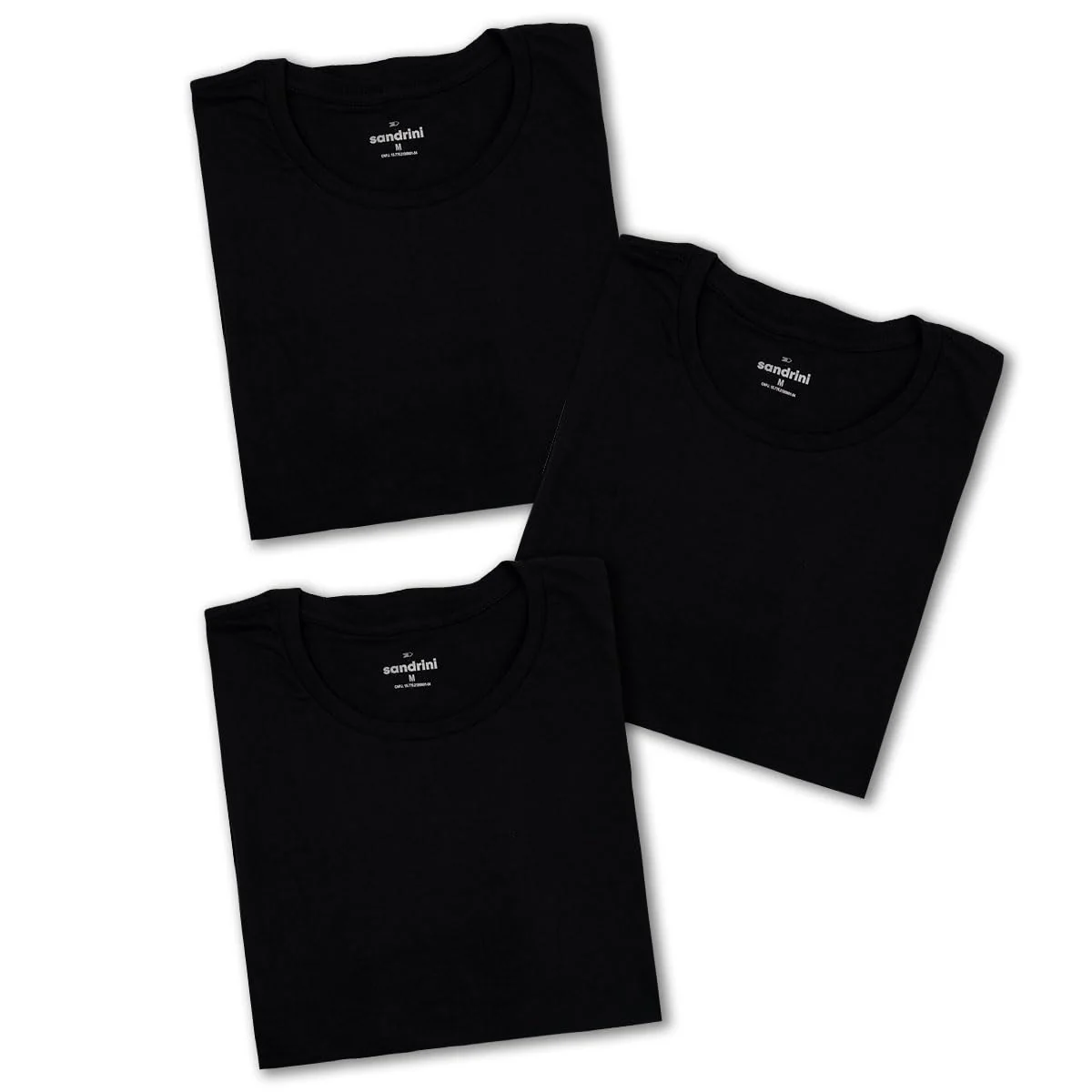 Kit 3 Camisetas Básicas Masculinas Sandrini Preto ou Sortido Algodão Premium Conforto Casual Dia a Dia