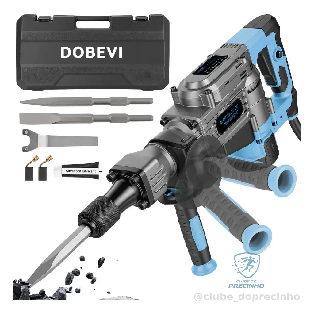 Martelo Demolidor Industrial Rompedor Profissional 2800W Com Ponteiros Maleta E Acessórios Completo Dobevi