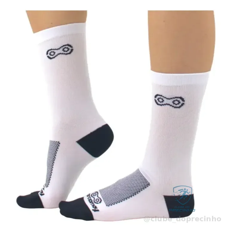 Meia De Ciclismo Corrida Poliamida Márcio May Sports Basic Branco Único