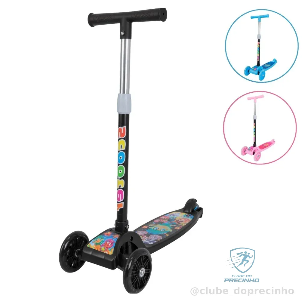 Patinete infantil 3 rodas com led ajustável scooter dobrável menino menina