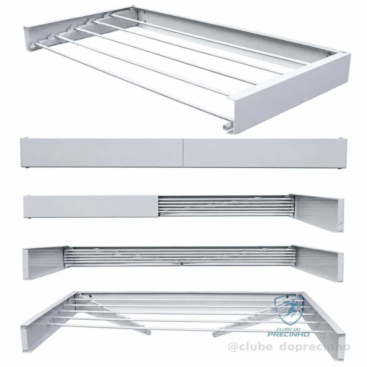 Varal Parede Retrátil Magico Gigante 130 cm 7 Varetas