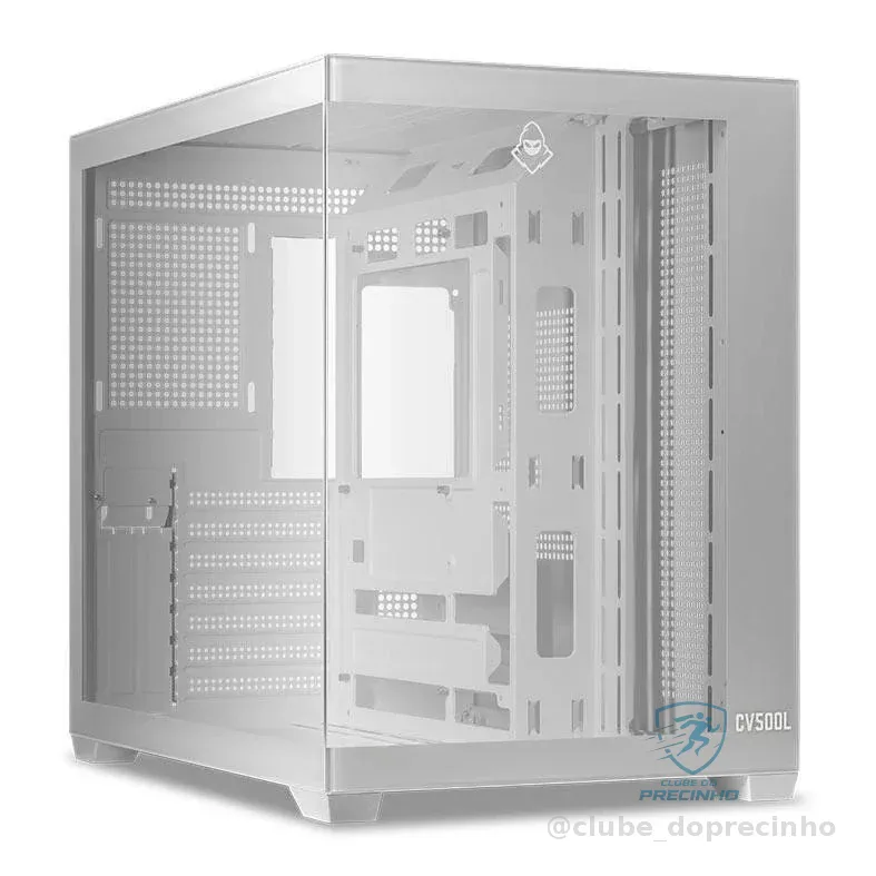 Gabinete Gamer Aquário Mancer CV500L, Mid Tower, Lateral De Vidro, Branco, MCR-CV500L-WH