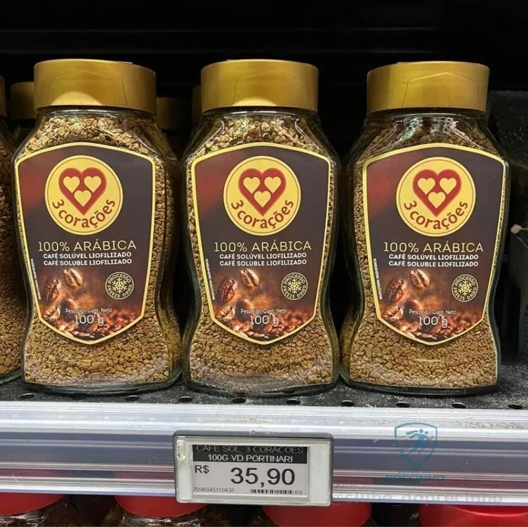 3 Corações Café Solúvel Liofilizado, Vidro 100G