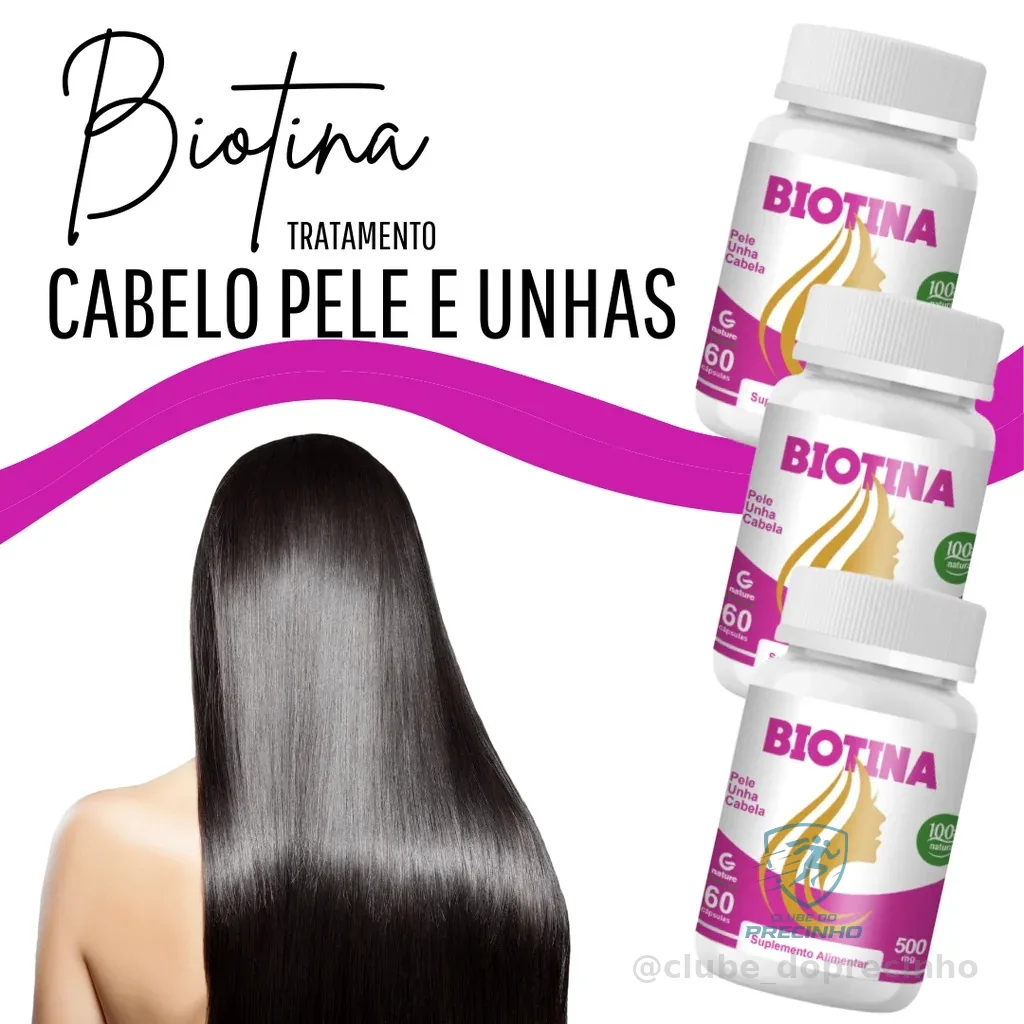 Kit 3 Biotina Firmeza Crescimento Saúde Cabelos Unhas Pele Genature Shopee