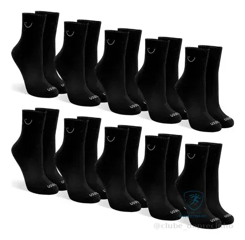 Kit Com 10 Pares De Meias Cano Médio Algodão Usee Brasil
