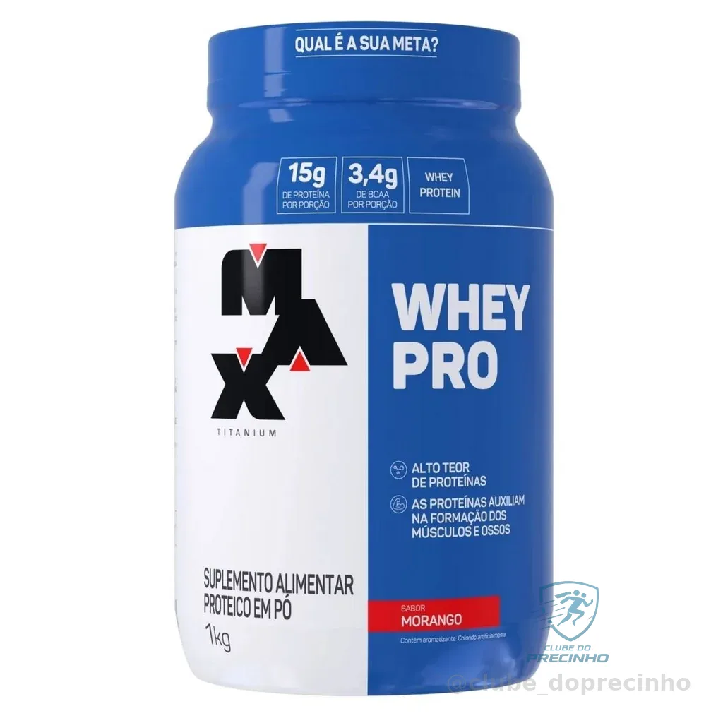 Whey Pro Pote 1kg Sabor Morango Max Titanium Shopee