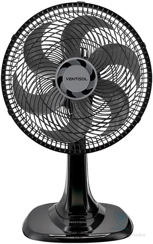 Ventisol Ventilador de Mesa Oscilante, Turbo 6 Pás Premium, Preto, 40cm, 127V