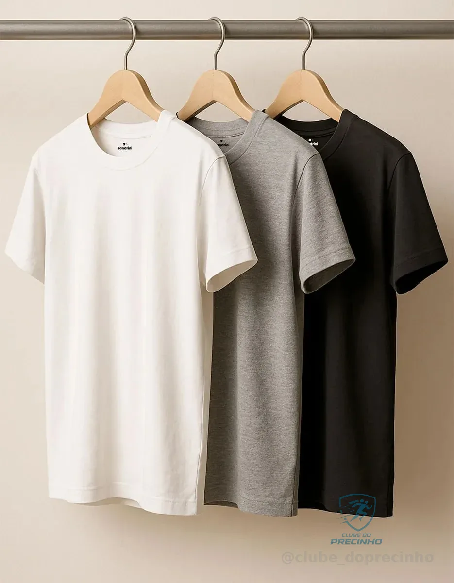 Kit 3 Camisetas Algodão Dia Dia Sandrini Básica Conforto Mercado Livre