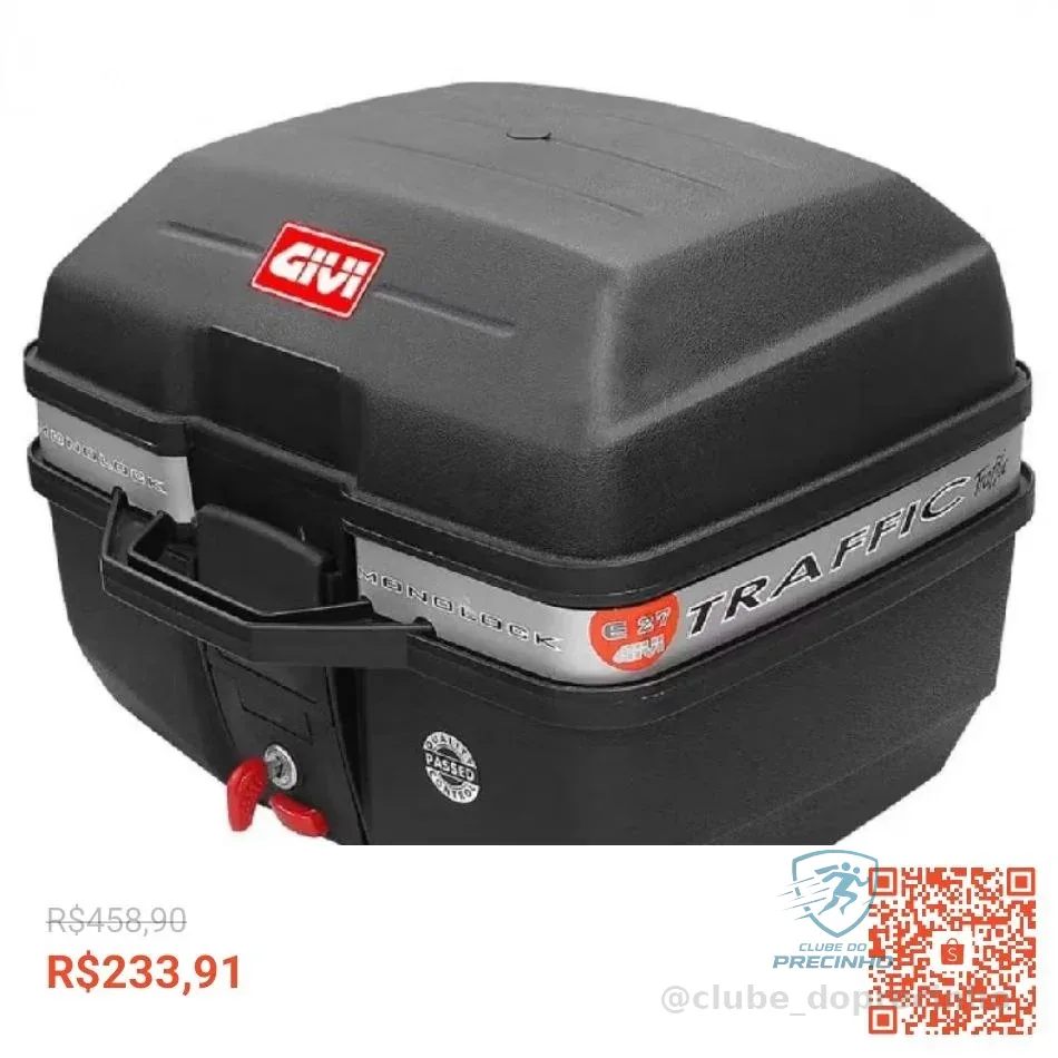 Baú Bauleto Moto Givi Monolock C/Base e Kit de Parafusos 27L