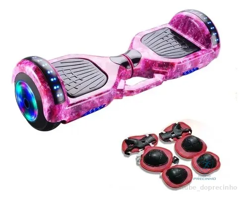 Hoverboard Skate Elétrico 6.5 Polegadas Com Led E Bluetooth Roxo-galáxia