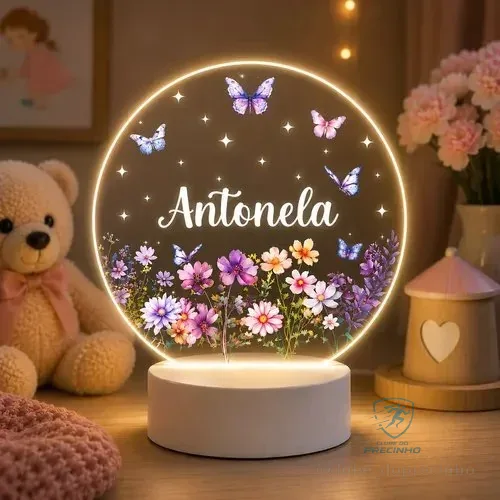Luminária Flores - Personalizado, Criança, Decoração, Bebê Branco Branco Quente 127/220v