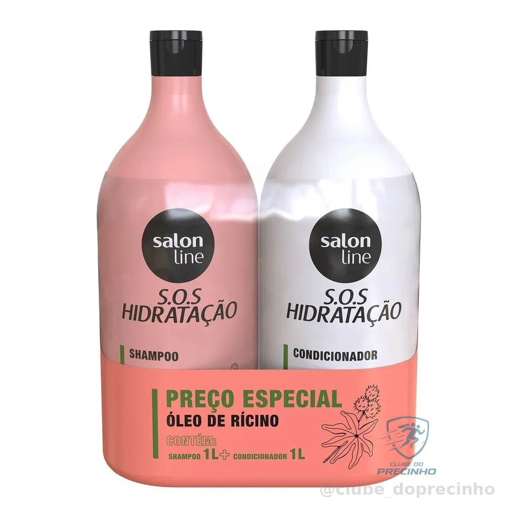 Kit S.O.S Hidratação Óleo de Rícino Shampoo e Condicionador Litrão Salon Line Shopee