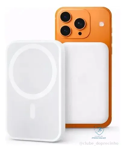 Carregador Por Indução 10000mah Magnético Para iPhone Branco