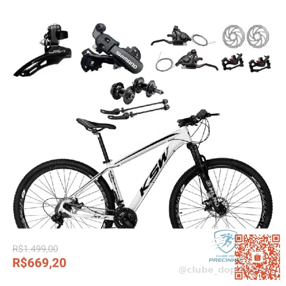 BICICLETA ARO 29 KSW XLT 21 MARCHAS SHIMANO FREIOS A DISCO QUADRO 17 BRANCA