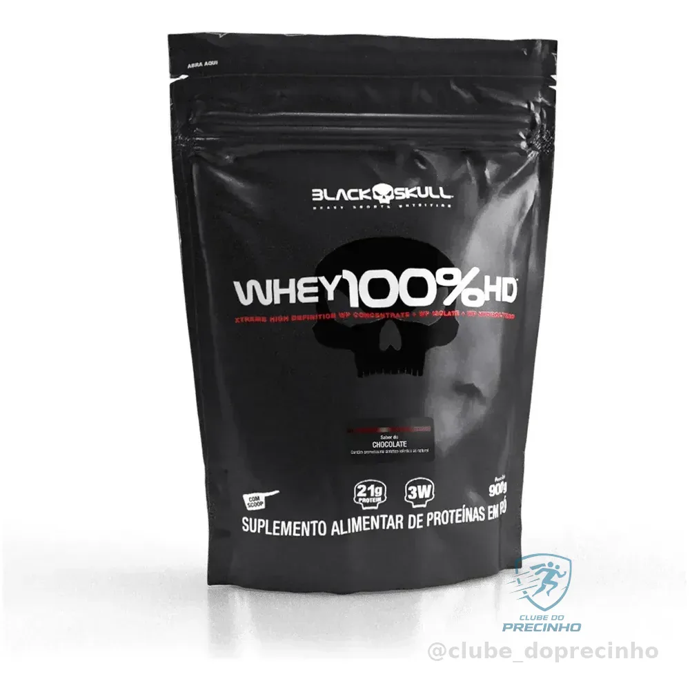 Whey 100% Hd Refil Black Skull - 900g (wpc, Wpi E Wph) Sabor Chocolate