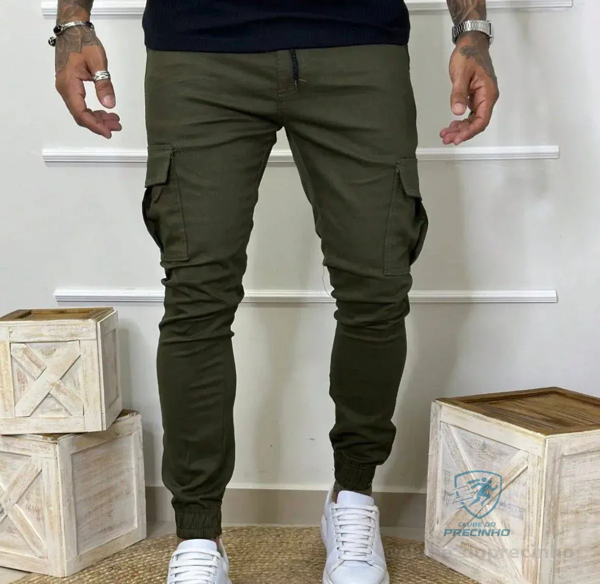 Calça Jogger Cargo Masculina Sarja Bolso Cargo Mercado Livre