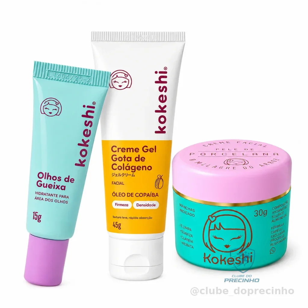 Kit Facial Kokeshi Completo 3 Passos Hidratação e Colágeno Shopee