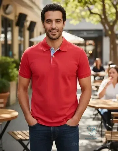 Camisa Masculina Social Gola Polo Ogochi Slim Manga Curta