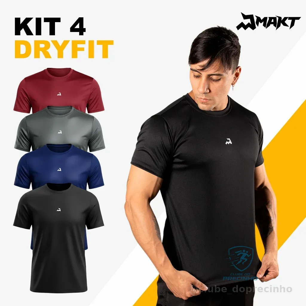 Kit 4 Camiseta Dry Masculina Manga Curta Fitness Academia Corrida CrossFit Poliester Premium Shopee