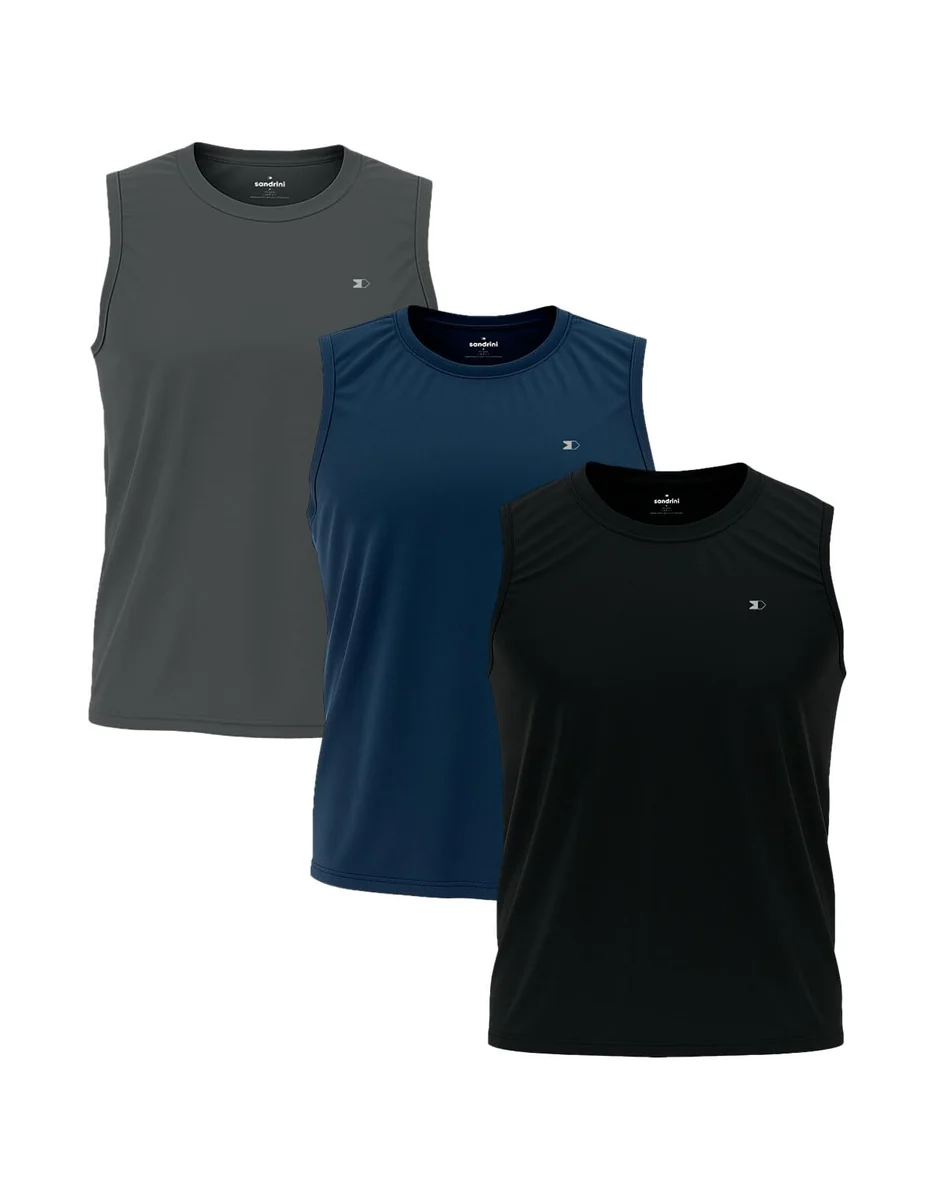 Kit 3 Camisas Regatas Dry-fit Masculina Sandrini Academia