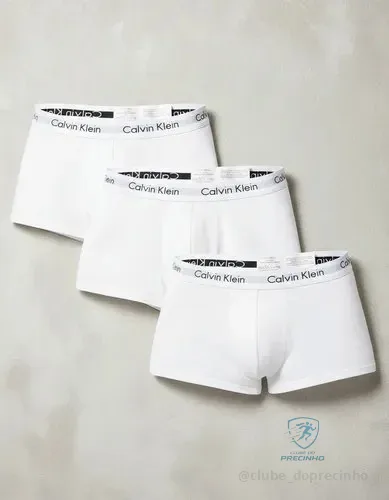 Kit 3 Cuecas Masculinas Boxer Cotton Calvin Klein 100 - White Liso L