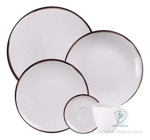 Aparelho De Jantar Canyon Em Porcelana Decorada 20 Peças Tramontina Off-white/branco/bege/marrom Filete
