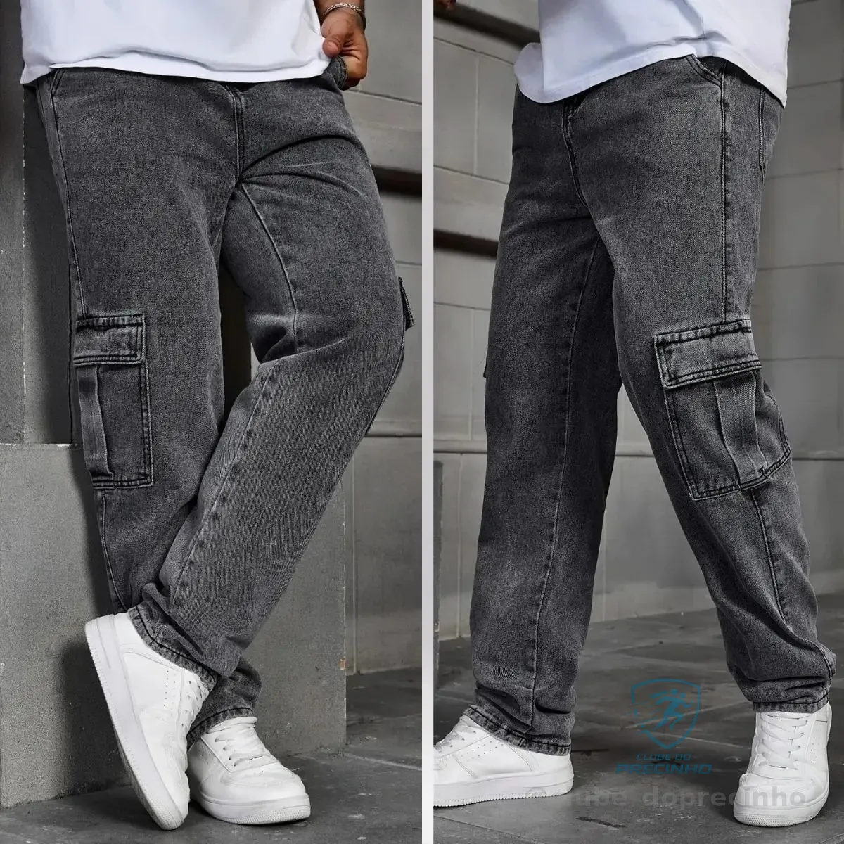 Calça Jeans Cargo Masculina Streetwear Mercado Livre