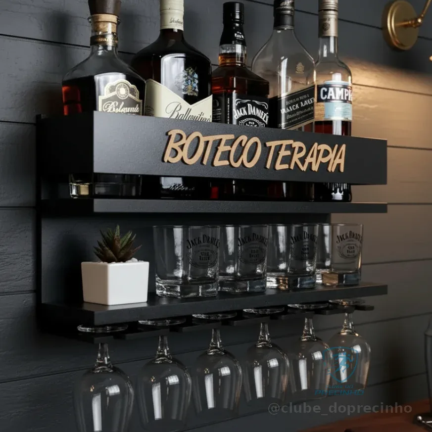 Barzinho Bar de Parede para Bebidas Decoração Área Churrasco Suspenso Vários Modelos Shopee