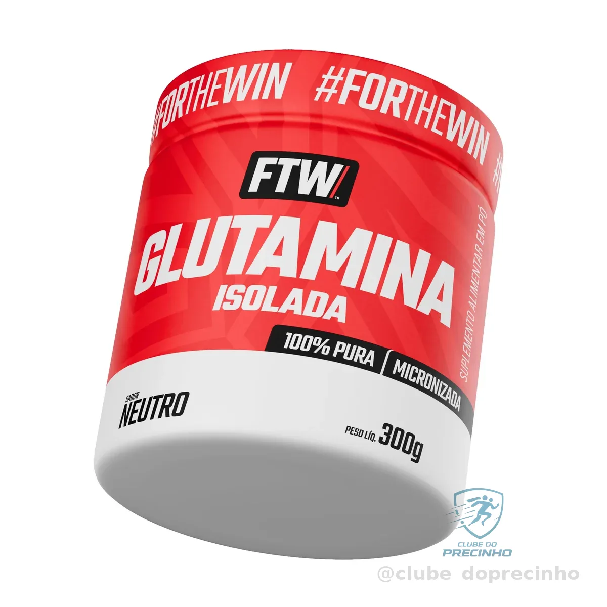 FTW Glutamina Micronizada Isolada 100% Pura com L-Glutamina Sem Aditivos, Suplemento Aminoácido para Dietas Específicas, Alta Solubilidade – Pote 300g