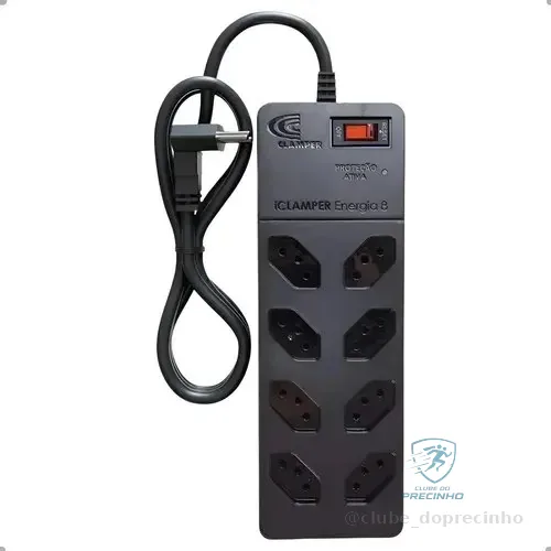 Filtro De Linha Clamper 8 Tomadas Com Dps 1m Preto 127/220v