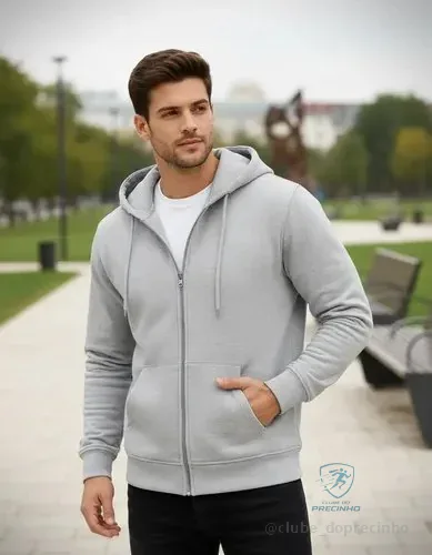 🇧🇷🇧🇷🇧🇷 Casaco Moletom Aberto Blusa De Frio Ziper Otima Qualidade M Cinza Lisa