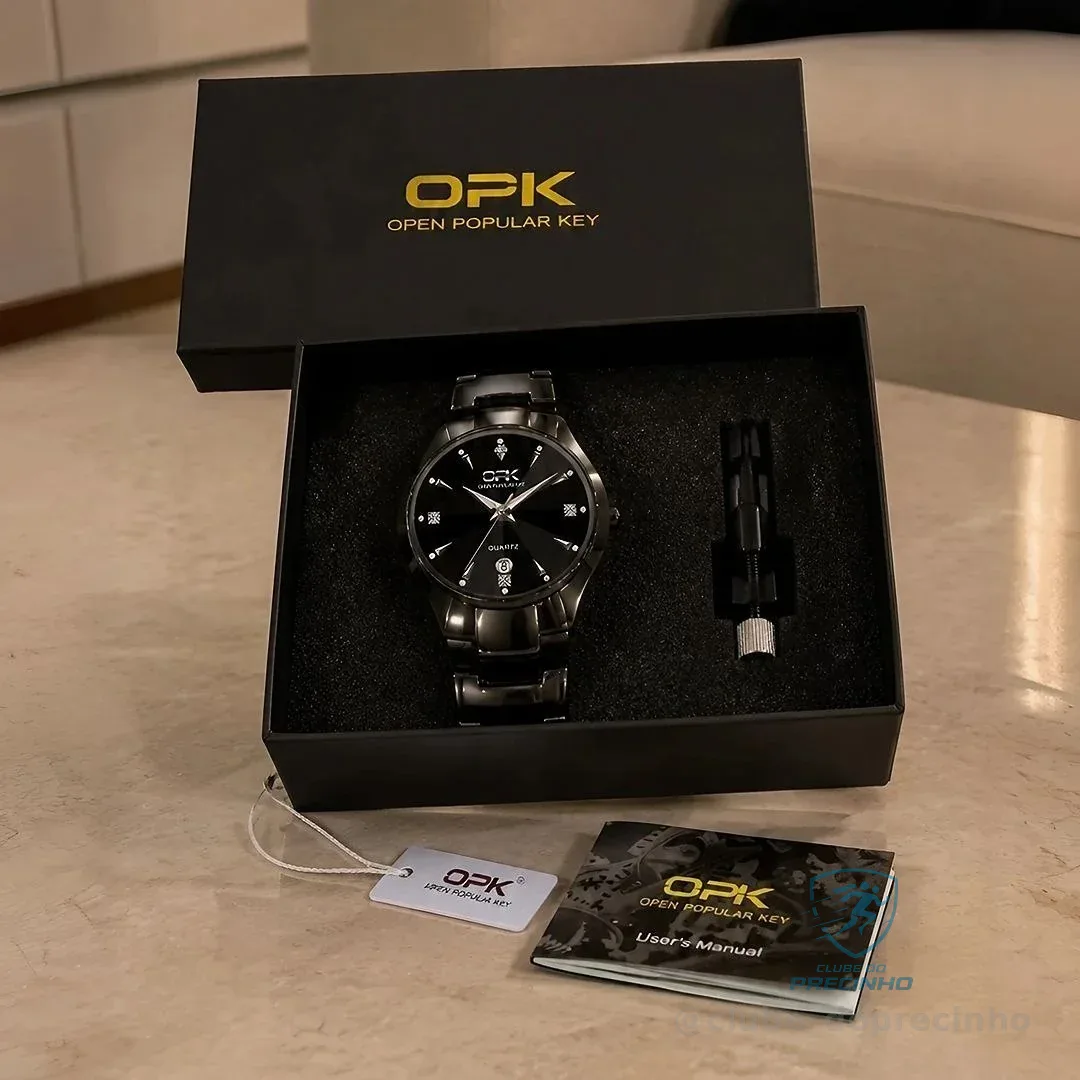 Opk Relógio Masculino Preto Aço Quartzo À Prova D'água 8105 Mercado Livre