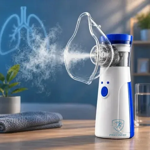 🇧🇷🇧🇷🇧🇷 Inalador Nebulizador Portátil Bahrein Usb Pilha Cor Azul Silencioso Aparelho Inalação Compacto Mesh Bivolt Nebulizador... 127/220v