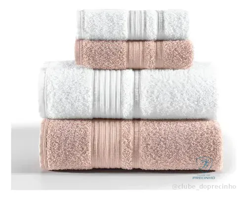 🇧🇷🇧🇷🇧🇷 Jogo De Toalhas Altenburg Tóquio Banho 4 Branco E Rosa Delicacy Liso