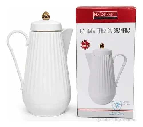 🇧🇷🇧🇷🇧🇷 Garrafa Térmica Haüskraft Granfina 1 Litro Café & Chá & Água Branco