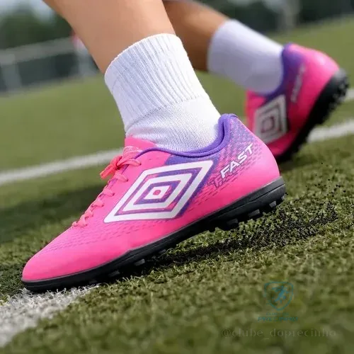 Chuteira Society Umbro Fast Ii Juvenil Original Unissex/pro Rosa/branco 34