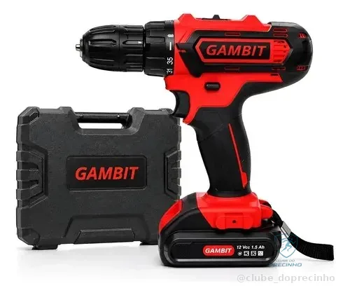 Parafusadeira Furadeira 12v Sem Fio Premium Maleta Acessorio Preto/vermelho 127/220v 50 Hz/60 Hz