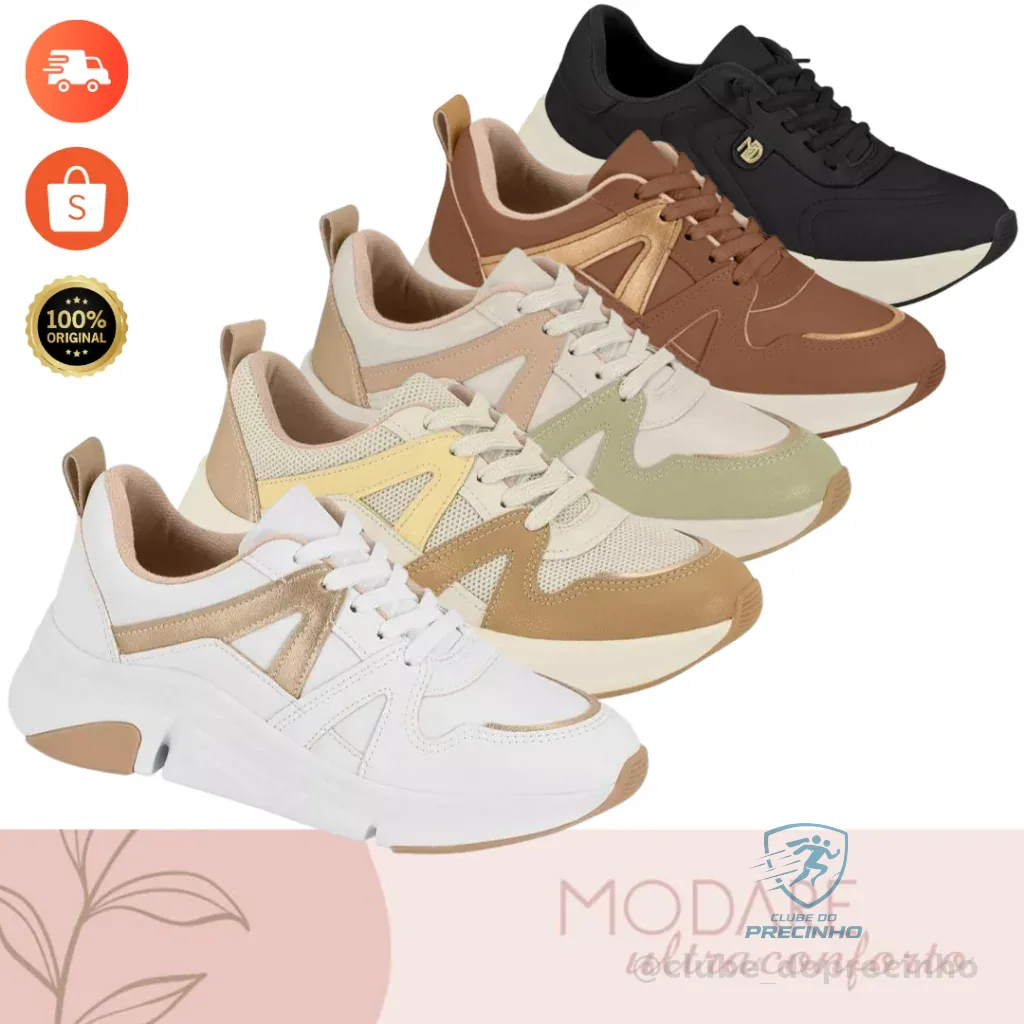 Tênis Modare Sneaker Feminino Conforto Extra Palmilha Maxxi Leve Antiderrapante Casual Dia a Dia Shopee