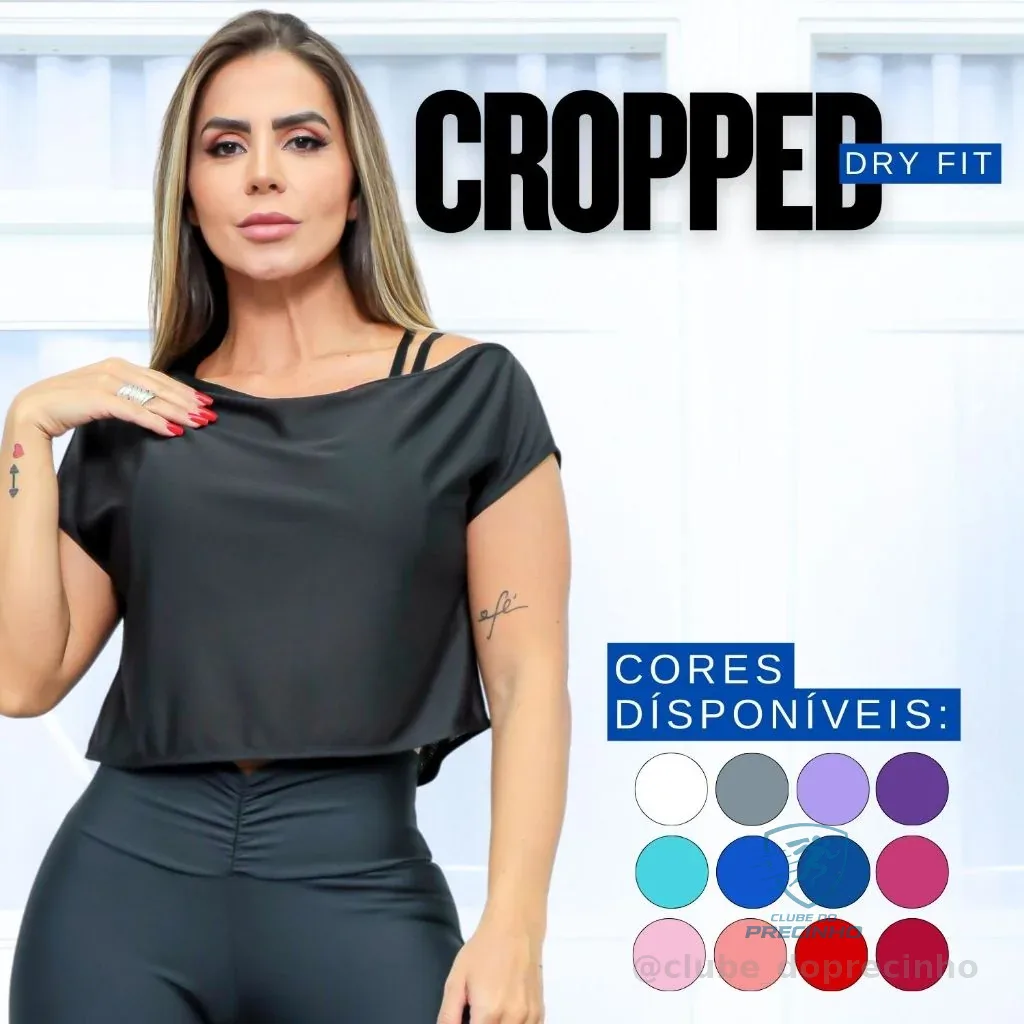 Cropped Academia Fitness Ombro Só Casual Confortável Dry Fit Seca Rápido Feminina Soltinha Oferta Shopee