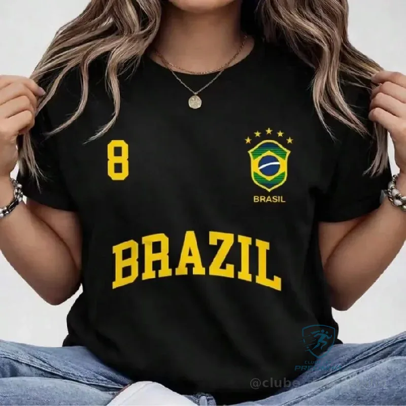 Blusa Feminina Brasil Hexa T-shirt Verão Manga Curta Algodão Mercado Livre