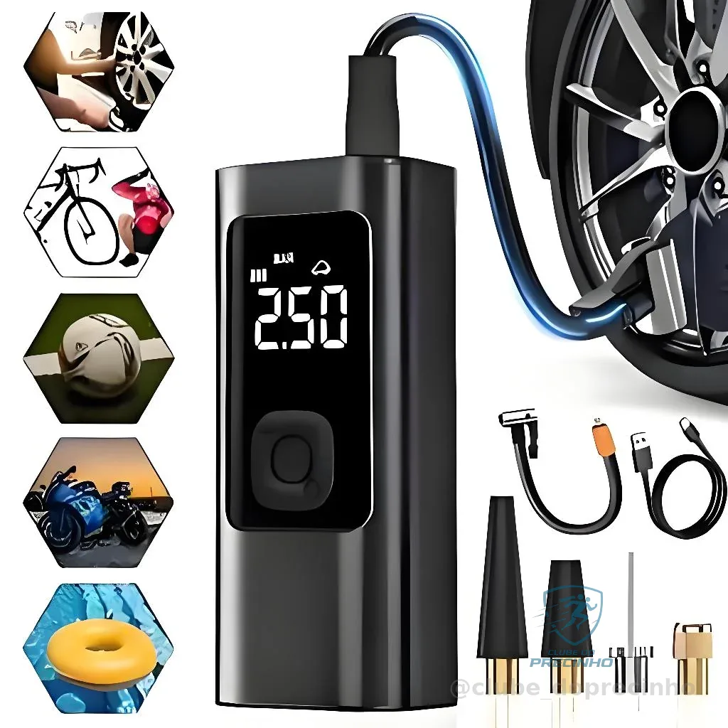 Bomba de Ar Elétrica 12V Compressor Portátil para Pneus de Carro, Moto, Bicicleta e Acessórios -M6 Shopee
