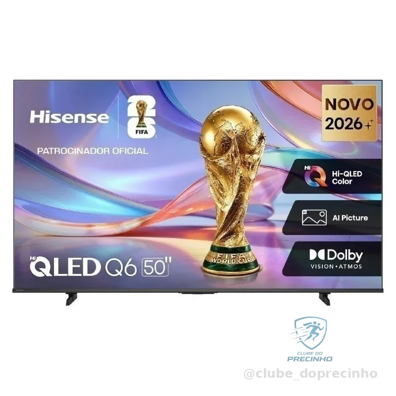 Hisense Smart TV 4K 50" Polegadas 50Q6QVV com Processador AI, Dolby Vision, HDR10+, HLG, Filmmaker Mode, Dolby Gaming, Dolby Atmos, MiraCast e Compatibilidade Alexa e Google