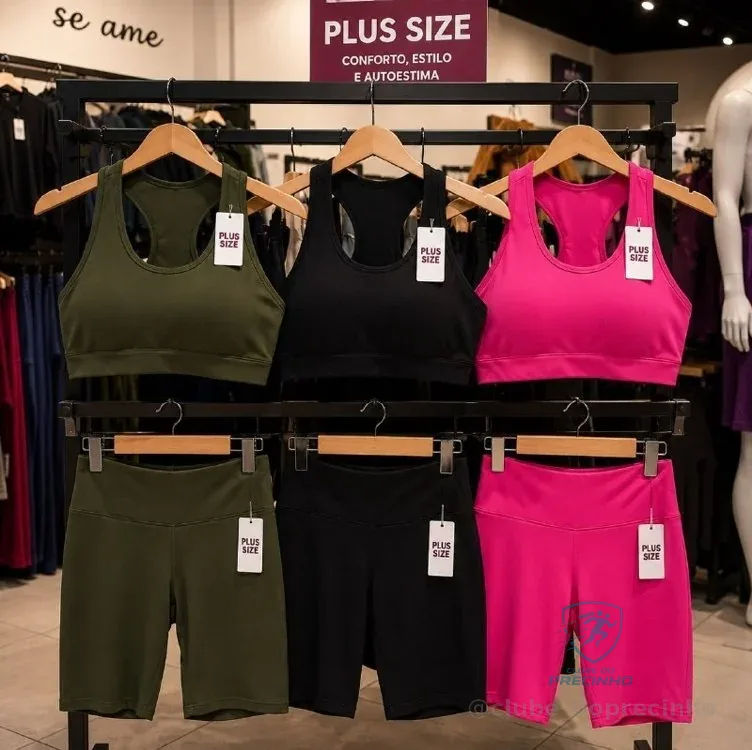 Kit 3 Conjunto Top Short Academia Plus Size Feminino Mercado Livre