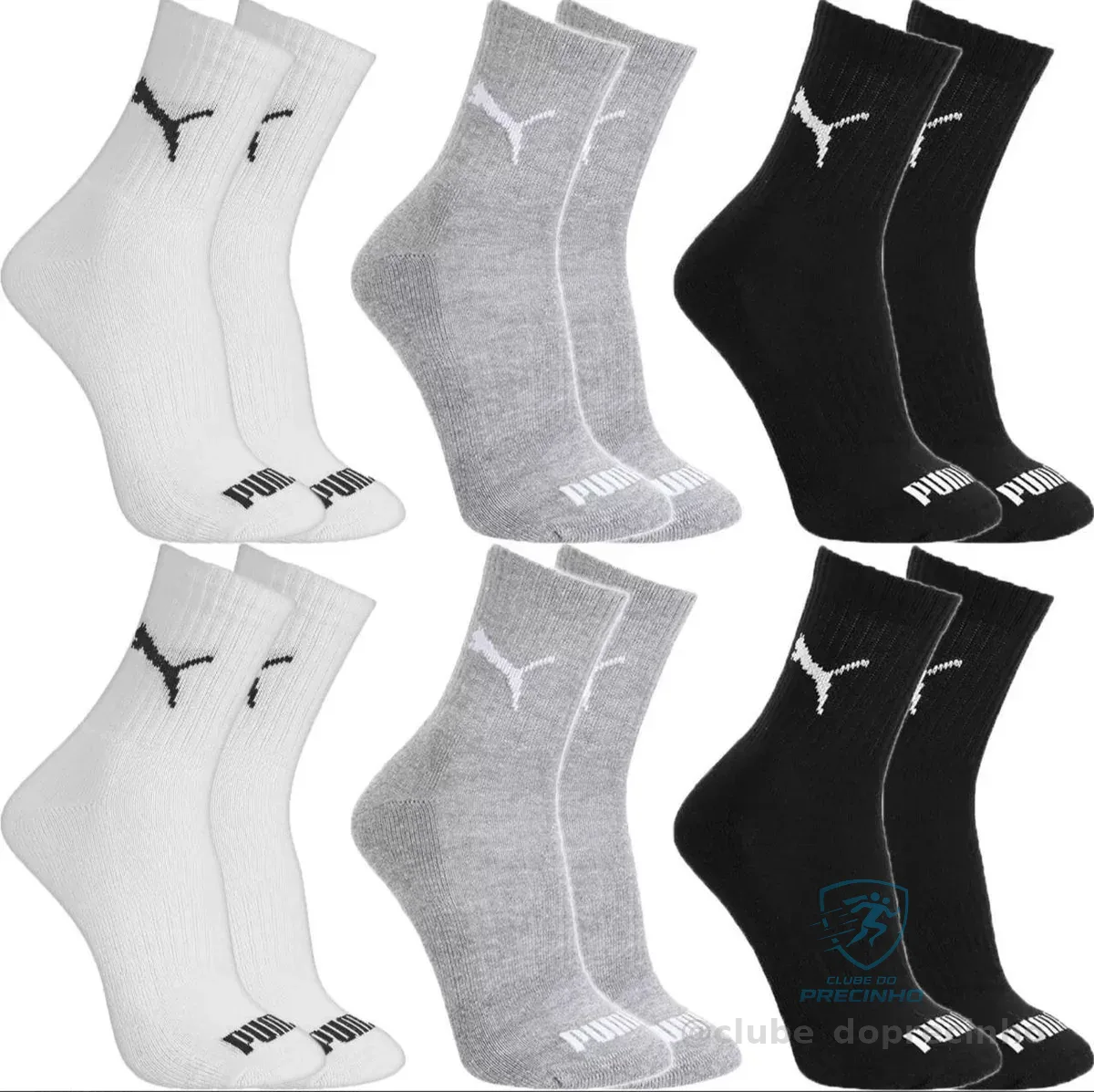 Kit 6 Pares Meias Puma Cano Médio Alto Atoalhada Original Mercado Livre