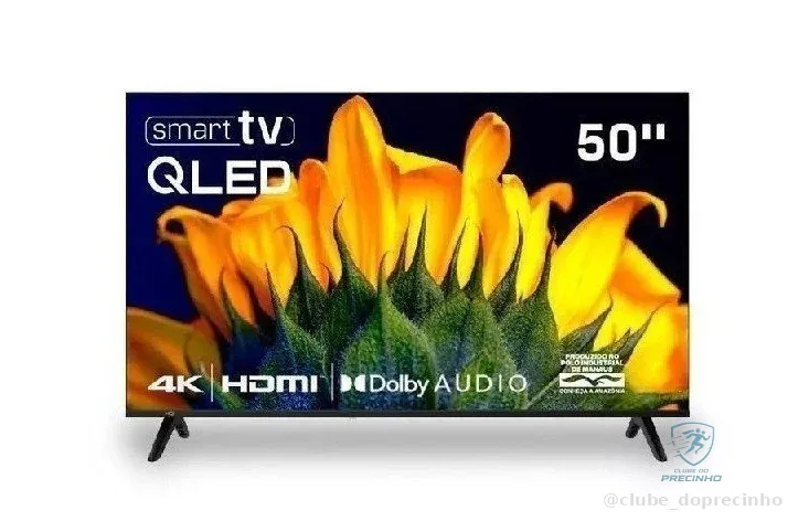 Smart TV HQ QLED 50 Polegadas HQ-QLED50SM 4K Wi-Fi Bluetooth, Dolby Audio, Apps, Netflix, YouTube e Prime Video, 3 HDMI