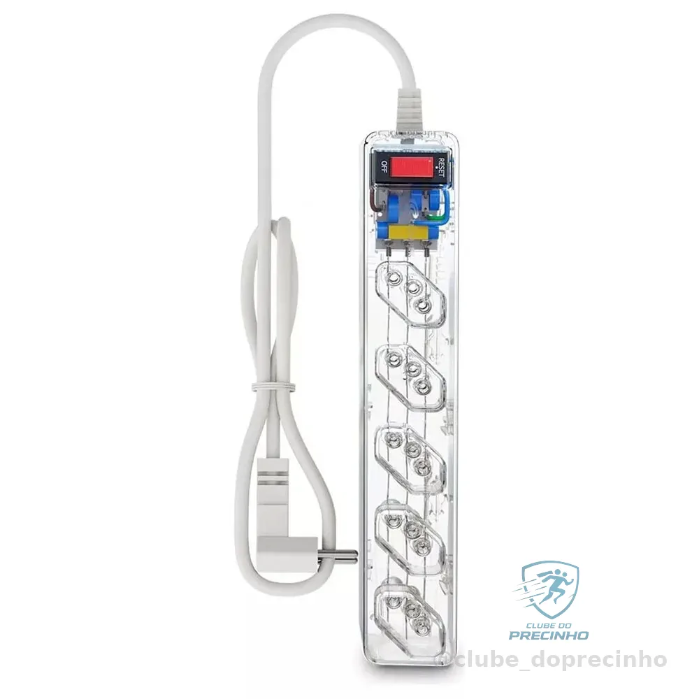 FILTRO DE LINHA + DPS ICLAMPER 5 TOMADAS LCF TRANSPARENTE