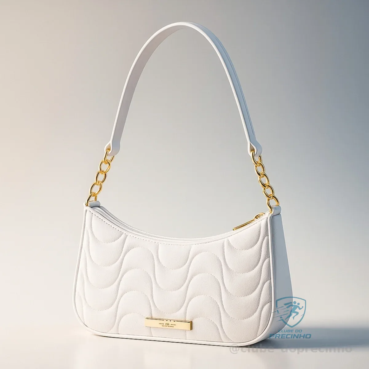 Bolsa Feminina Meia Lua Pequena de Ombro com Corrente Dourada Shopee
