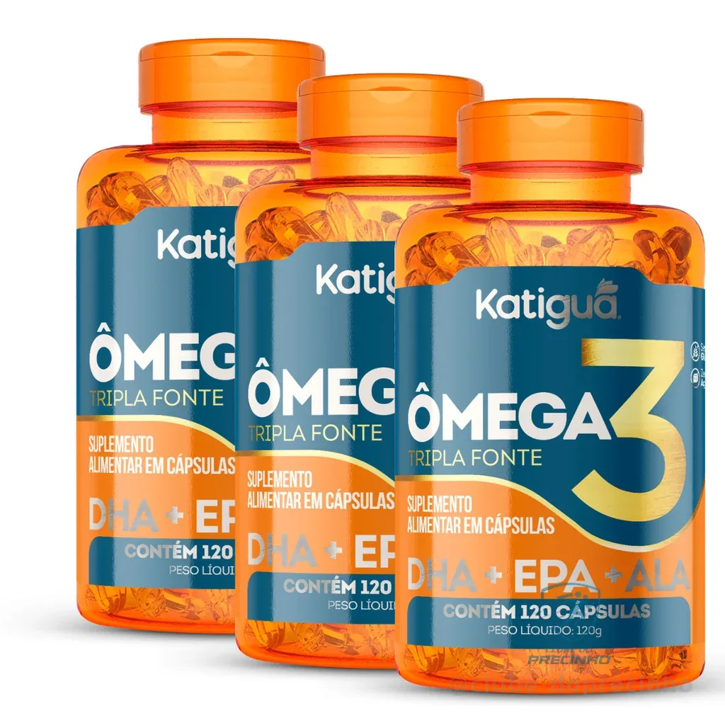 Kit 3 Ômega 3 1000mg 120 Cápsulas Tripla Fonte Katiguá 100% Puro Premium Shopee